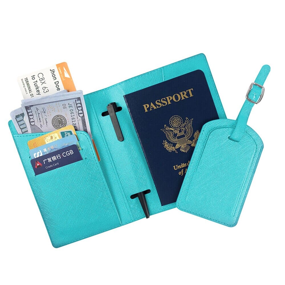 Portefeuille de Voyage & Étiquette Valise | Globally Trendy Turquoise