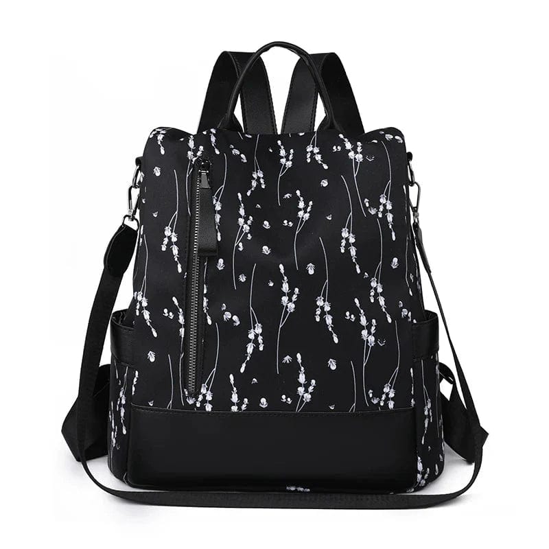 Sac à Dos Antivol Femme Fleuri | BlossomSafe Noir