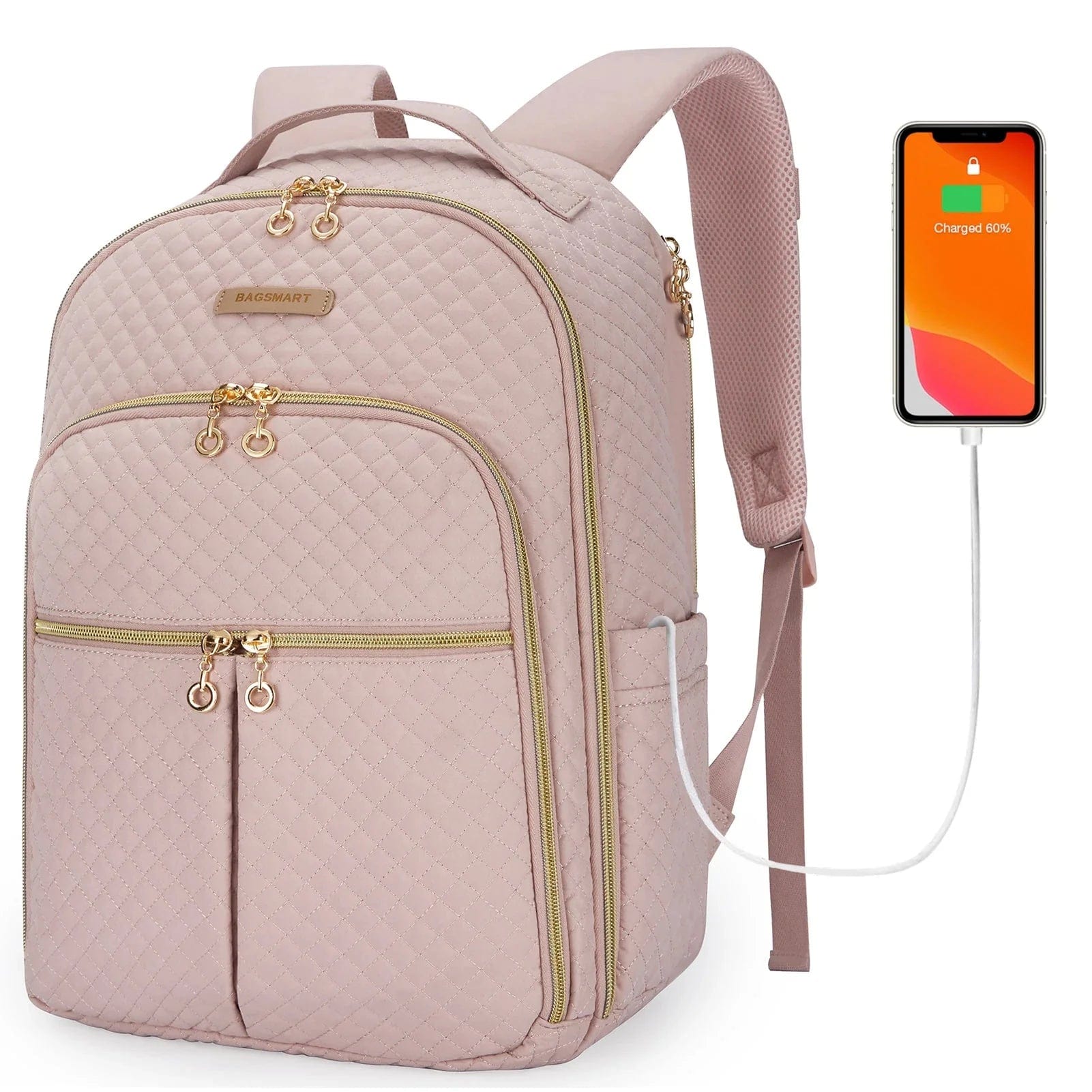 Sac à Dos Femme Travail Ordinateur 15.6 Pouces | ChicTech Rose