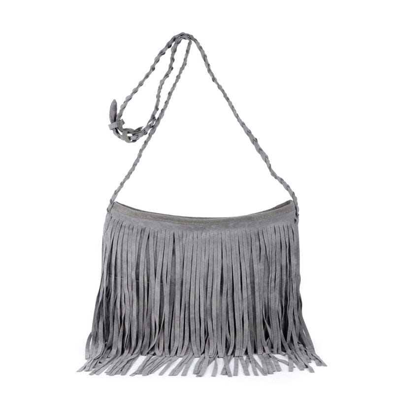 Sac Bandoulière Voyage Femme | Fringe Boho Gris