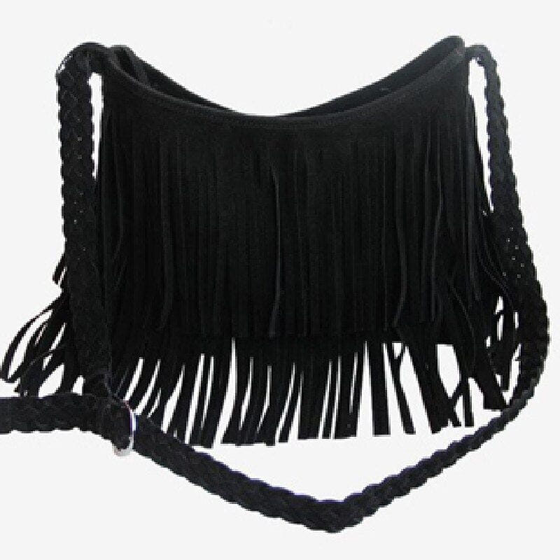 Sac Bandoulière Voyage Femme | Fringe Boho Noir