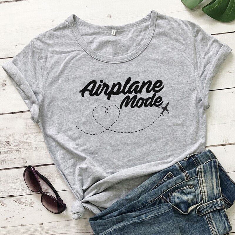 T-Shirt Voyage Avion Femme | FlyChic Gris / S