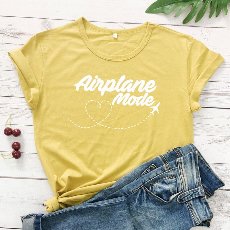 T-Shirt Voyage Avion Femme | FlyChic Jaune / S