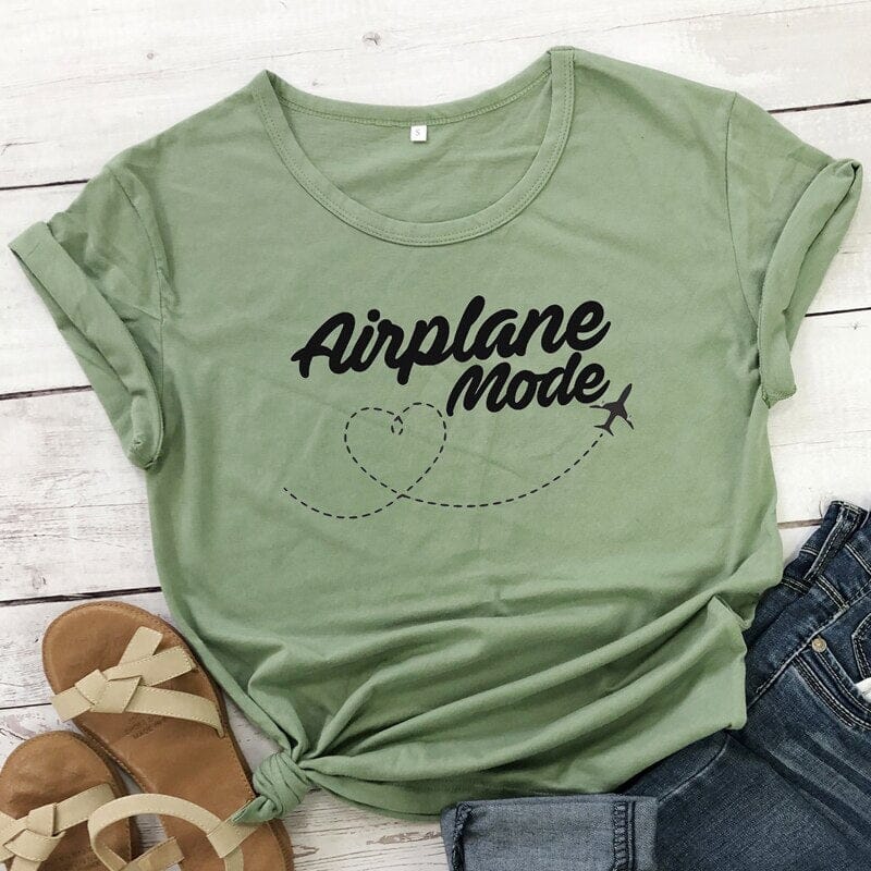 T-Shirt Voyage Avion Femme | FlyChic Kaki / S