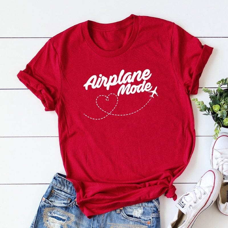 T-Shirt Voyage Avion Femme | FlyChic Rouge / S