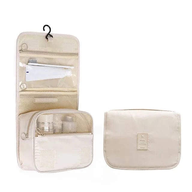 Trousse de Toilette Voyage Femme à Suspendre | GlamSac Beige