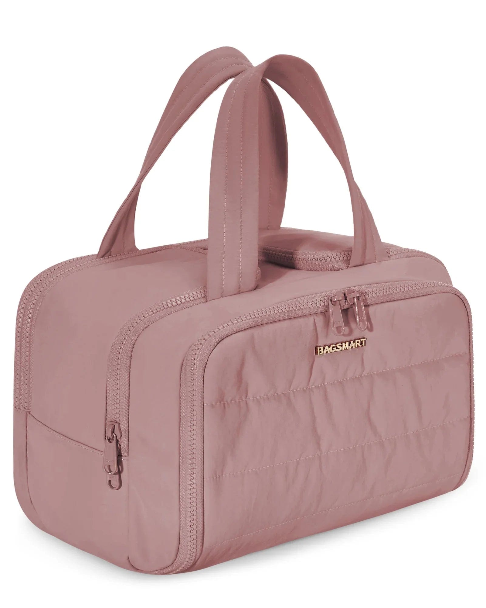 Trousse de Toilette XXL Femme Matelassée | GlamPochette Rose Foncé